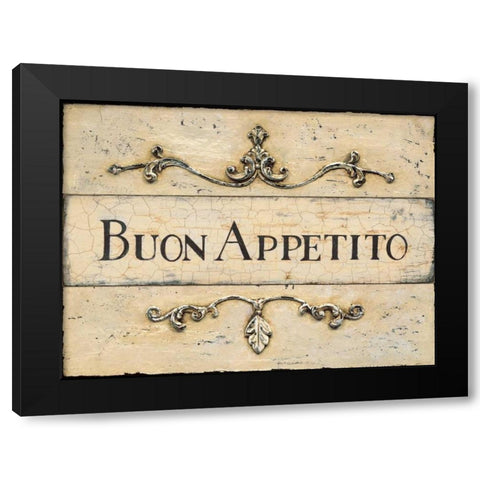 Buon Appetito Plaque Black Modern Wood Framed Art Print with Double Matting by Fisk, Arnie