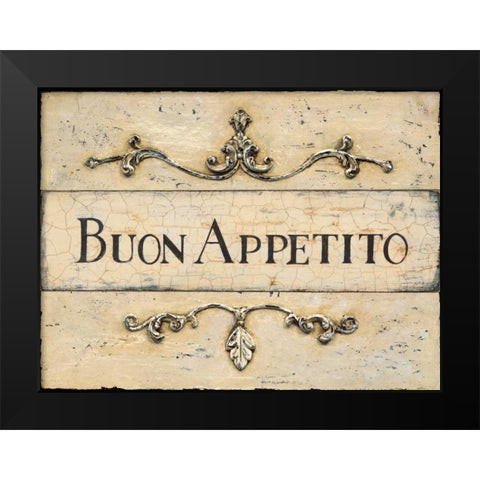 Buon Appetito Plaque Black Modern Wood Framed Art Print by Fisk, Arnie