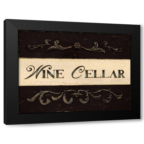 Wine Cellar Plaque Black Modern Wood Framed Art Print with Double Matting by Fisk, Arnie