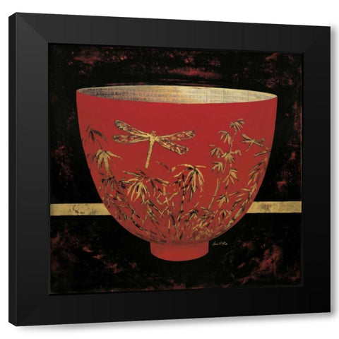 Dragonfly Bowl  Black Modern Wood Framed Art Print with Double Matting by Fisk, Arnie