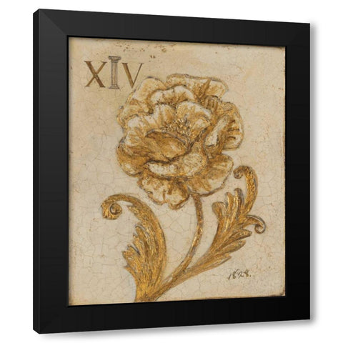 Gilded Petals Black Modern Wood Framed Art Print with Double Matting by Fisk, Arnie