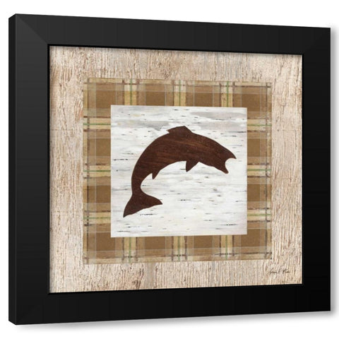 Jumping Salmon Black Modern Wood Framed Art Print with Double Matting by Fisk, Arnie