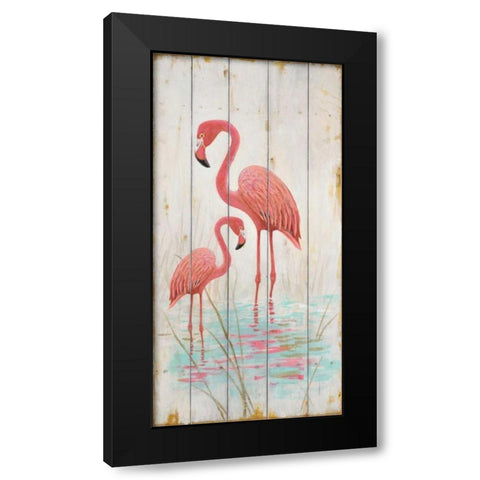 Flamingo Duo Black Modern Wood Framed Art Print by Fisk, Arnie