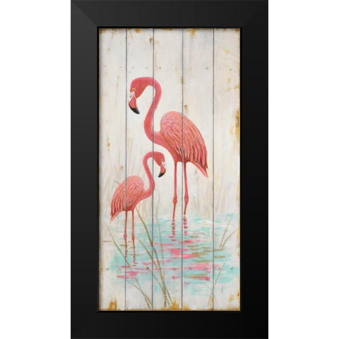 Flamingo Duo Black Modern Wood Framed Art Print by Fisk, Arnie