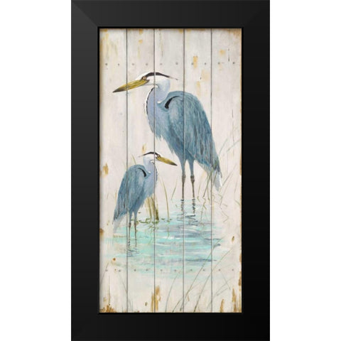 Blue Heron Duo Black Modern Wood Framed Art Print by Fisk, Arnie