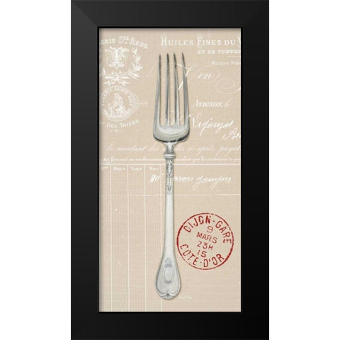 Engraved Fork Black Modern Wood Framed Art Print by Fisk, Arnie