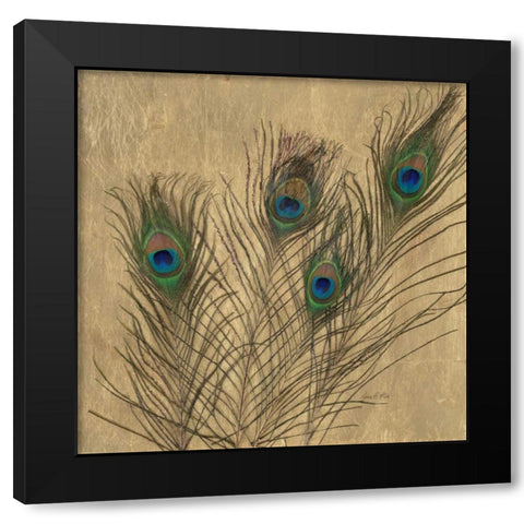 Gilded Peacock Feathers Black Modern Wood Framed Art Print with Double Matting by Fisk, Arnie