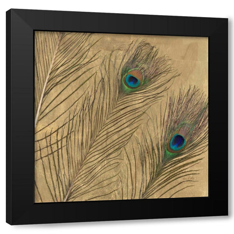 Leafed Peacock Feathers  Black Modern Wood Framed Art Print with Double Matting by Fisk, Arnie