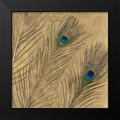 Leafed Peacock Feathers  Black Modern Wood Framed Art Print by Fisk, Arnie