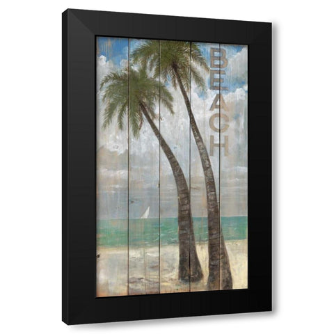 Beach Sign Black Modern Wood Framed Art Print by Fisk, Arnie