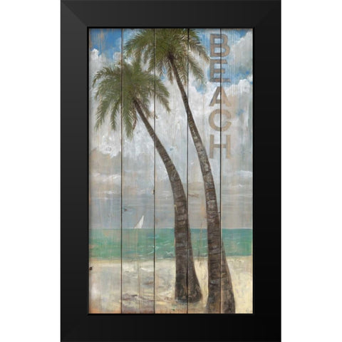 Beach Sign Black Modern Wood Framed Art Print by Fisk, Arnie