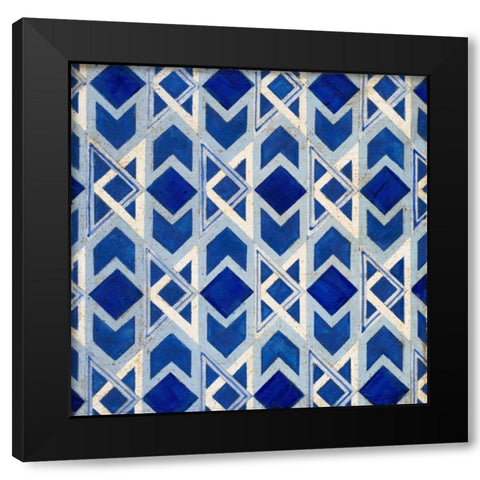 Lapis Geometric Tile Black Modern Wood Framed Art Print with Double Matting by Fisk, Arnie