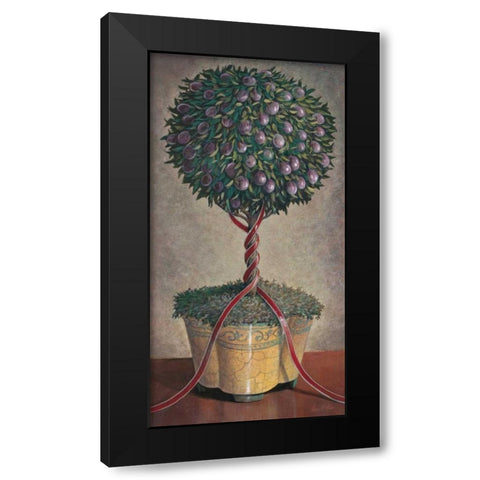 Holiday Plum Topiary Black Modern Wood Framed Art Print with Double Matting by Fisk, Arnie