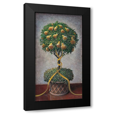 Holiday Pear Topiary Black Modern Wood Framed Art Print with Double Matting by Fisk, Arnie