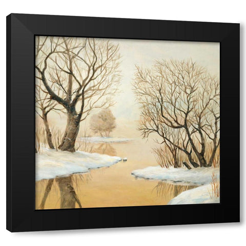Winter Lake Square Black Modern Wood Framed Art Print by Fisk, Arnie