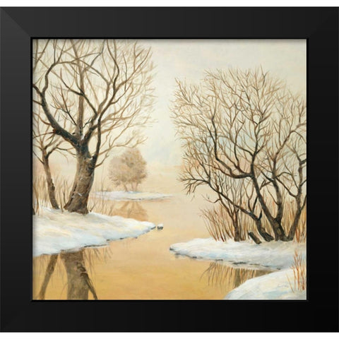 Winter Lake Square Black Modern Wood Framed Art Print by Fisk, Arnie