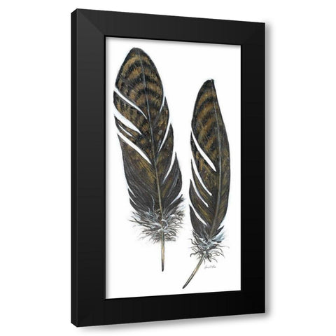 Feather Study 1 Black Modern Wood Framed Art Print with Double Matting by Fisk, Arnie