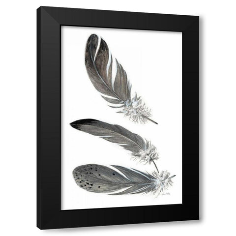 Feather Study 3 Black Modern Wood Framed Art Print with Double Matting by Fisk, Arnie