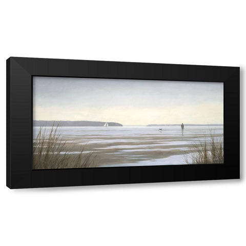 Contemplative Beach Stroll I Black Modern Wood Framed Art Print by Wines, James