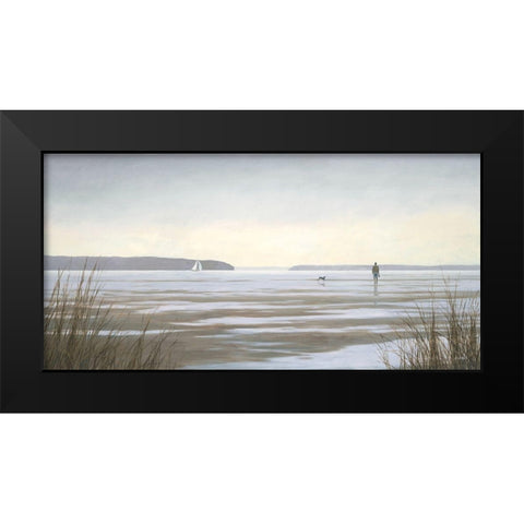 Contemplative Beach Stroll I Black Modern Wood Framed Art Print by Wines, James