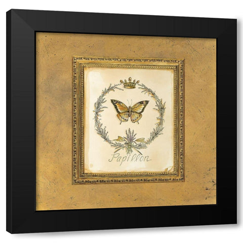 Engraved Butterfly Black Modern Wood Framed Art Print by White, Kathryn