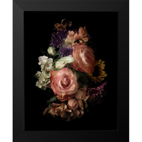 Midnight Roses Black Modern Wood Framed Art Print by Greenwood, Julie