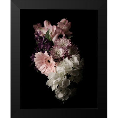 Midnight Gerbera Black Modern Wood Framed Art Print by Greenwood, Julie