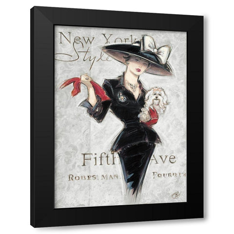 New York Style Lady Black Modern Wood Framed Art Print with Double Matting by Barreett, Chad