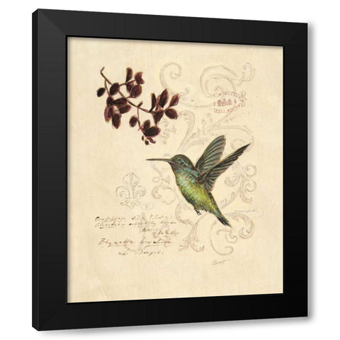 Filigree Hummingbird Black Modern Wood Framed Art Print by Barrett, Chad