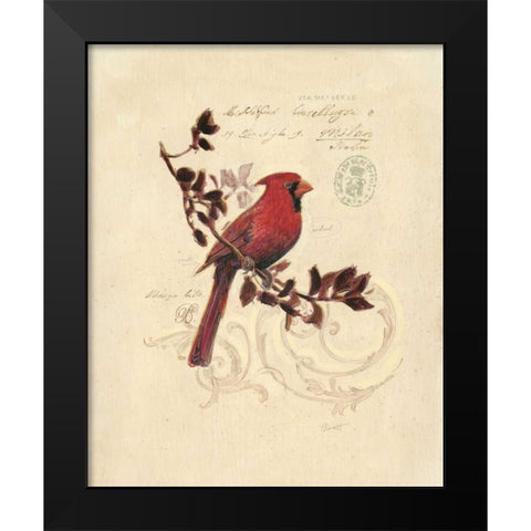 Filigree Cardinal Black Modern Wood Framed Art Print by Barrett, Chad