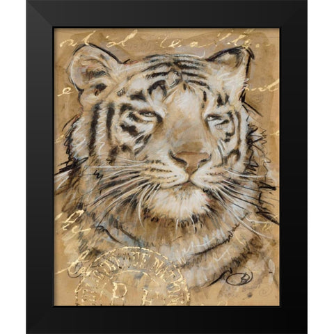 Safari Tiger Black Modern Wood Framed Art Print by Barrett, Chad