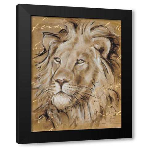 Safari Lion Black Modern Wood Framed Art Print with Double Matting by Barrett, Chad