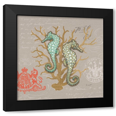Linen Seaside 1 Black Modern Wood Framed Art Print with Double Matting by Barrett, Chad