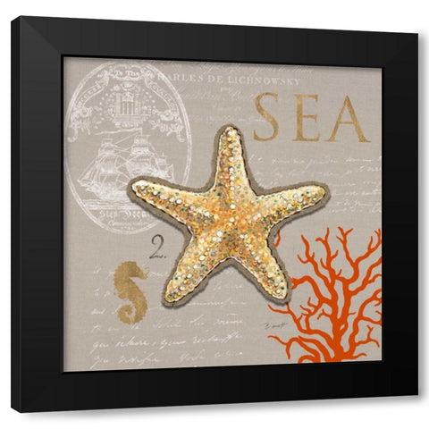 Linen Seaside 2 Black Modern Wood Framed Art Print with Double Matting by Barrett, Chad