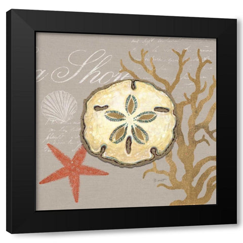 Linen Seaside 3 Black Modern Wood Framed Art Print with Double Matting by Barrett, Chad