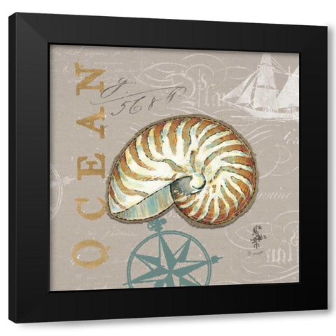 Linen Seaside 4 Black Modern Wood Framed Art Print with Double Matting by Barrett, Chad