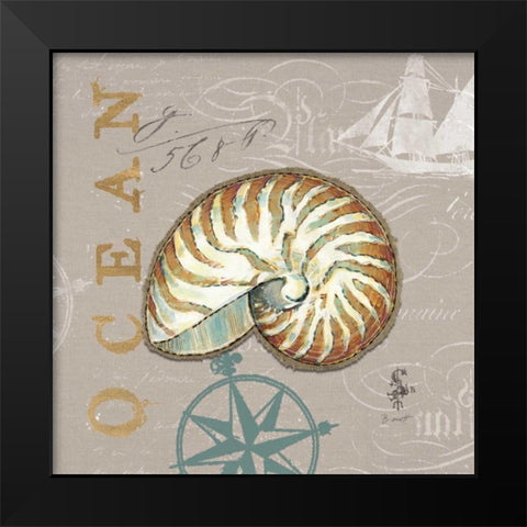Linen Seaside 4 Black Modern Wood Framed Art Print by Barrett, Chad