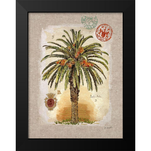 Linen Date Palm Tree Black Modern Wood Framed Art Print by Barrett, Chad