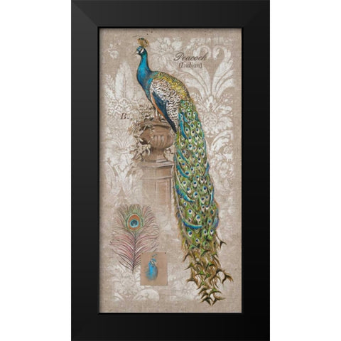 Peacock Linen 2 Black Modern Wood Framed Art Print by Barrett, Chad