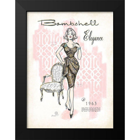 Bombshell Elegance Black Modern Wood Framed Art Print by Barrett, Chad
