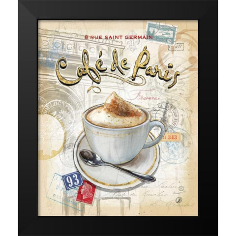 Cafe Paris Black Modern Wood Framed Art Print by Barrett, Chad