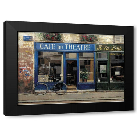 Cafe du Theatre Black Modern Wood Framed Art Print with Double Matting by Hak, Chiu Tak