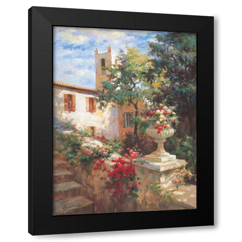 Floral Urn Black Modern Wood Framed Art Print with Double Matting by Oxley, Vail
