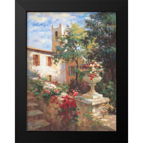 Floral Urn Black Modern Wood Framed Art Print by Oxley, Vail