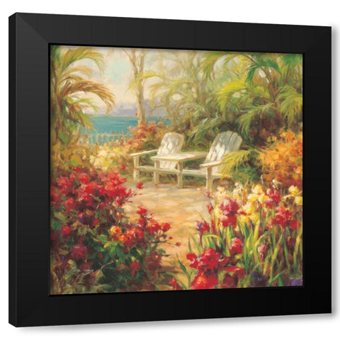 Seaside Garden Black Modern Wood Framed Art Print with Double Matting by Oxley, Vail