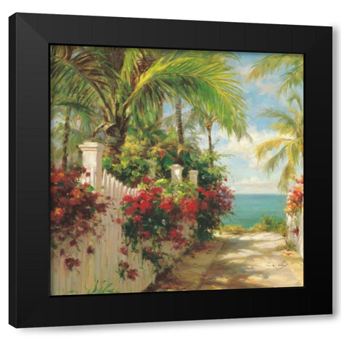 Seaside Walk Black Modern Wood Framed Art Print with Double Matting by Oxley, Vail