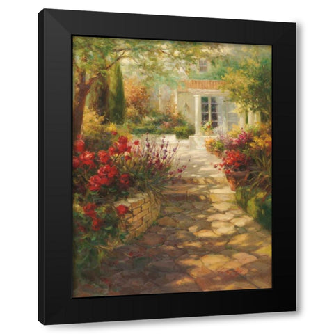 Summer Terrace Black Modern Wood Framed Art Print by Oxley, Vail