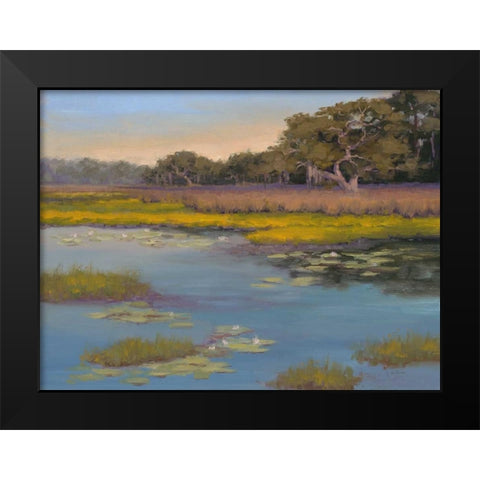Waterlily Bay Black Modern Wood Framed Art Print by McGannon, Jill Schultz