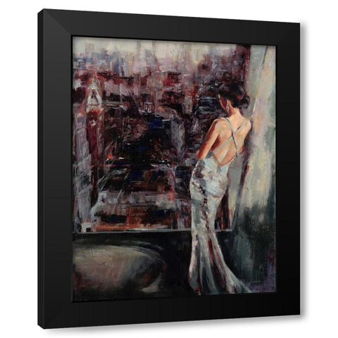 Wistful Gaze Black Modern Wood Framed Art Print by Lehman, Laurel