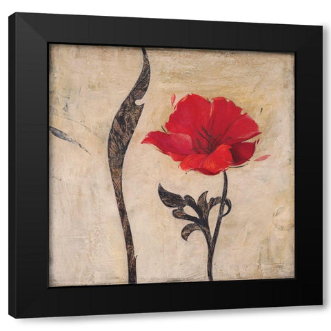Scarlet Blossom Black Modern Wood Framed Art Print by Stoyanov, Ivo